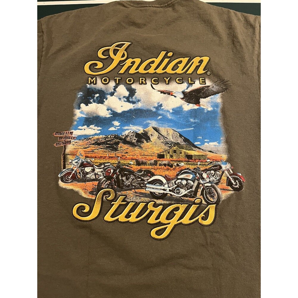 Men’s Indian Motorcycle Sturgis Biker Shirt MEDIUM America USA Olive Graphic